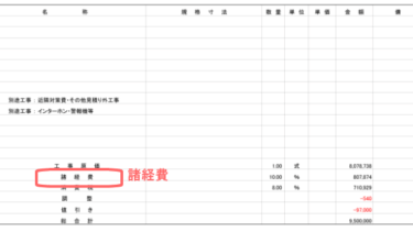 リフォーム見積もりの内訳