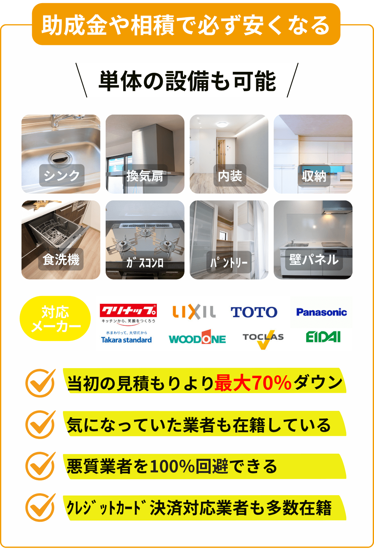 キッチンの無料一括見積りフォーム