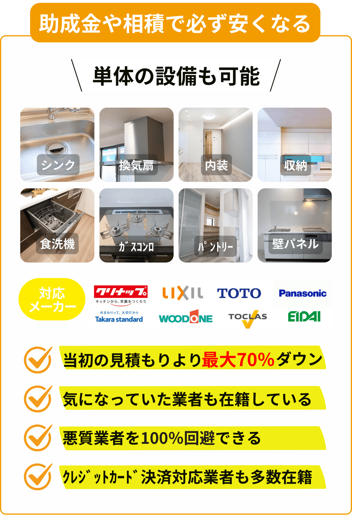 キッチンの無料一括見積りフォーム